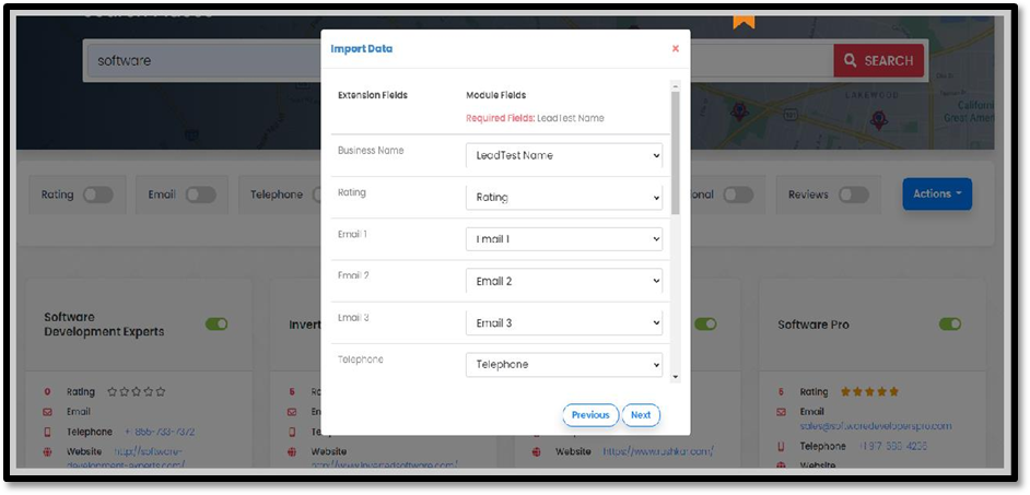 LeadFinder Data Import Action 1